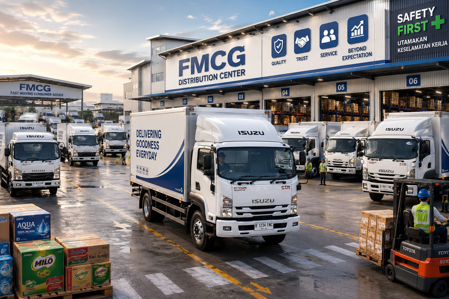 Distribusi FMCG Indonesia — armada truk Isuzu